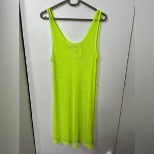 Neon green fishnet midi dress